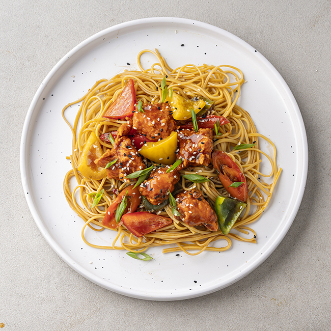 Chilly Fish With Chow Mein Noodles